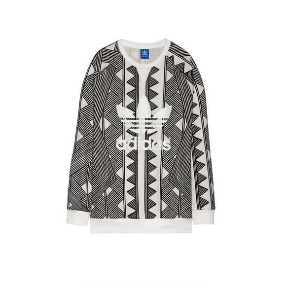 Adidas Originals Mexkumerex Black White Geometric Crewneck Sweatshirt Size Small - Picture 1 of 12